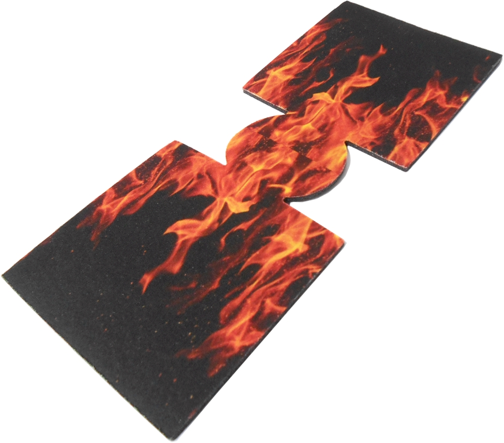 Unsewn 12oz Can Coolie Embroidery Blanks - FLAMES - CLOSEOUT