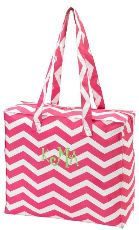 Everyday Tote Bag Embroidery Blanks - PINK CHEVRON