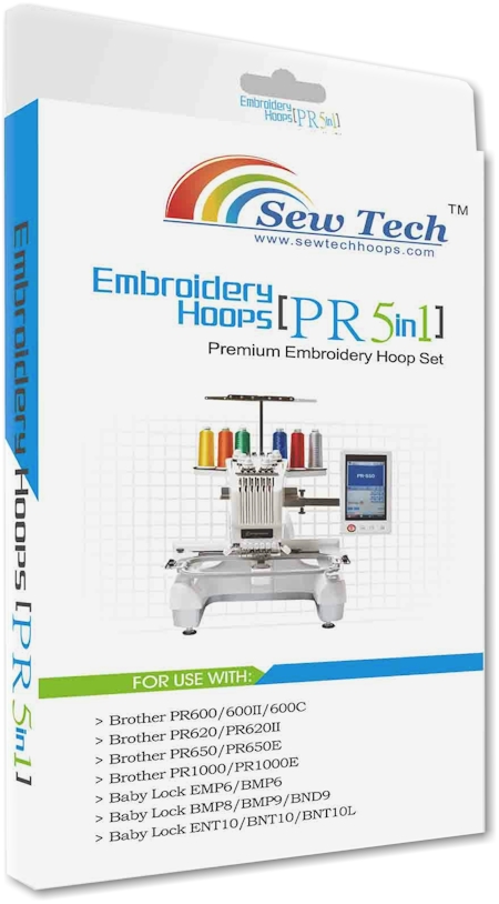 Sew Tech 5 in 1 Hoop & Grid Set For Brother & Baby Lock Multi-Needle Machines:  Replaces PRH60, PRH100, PRH180, PRH300 & PRF300