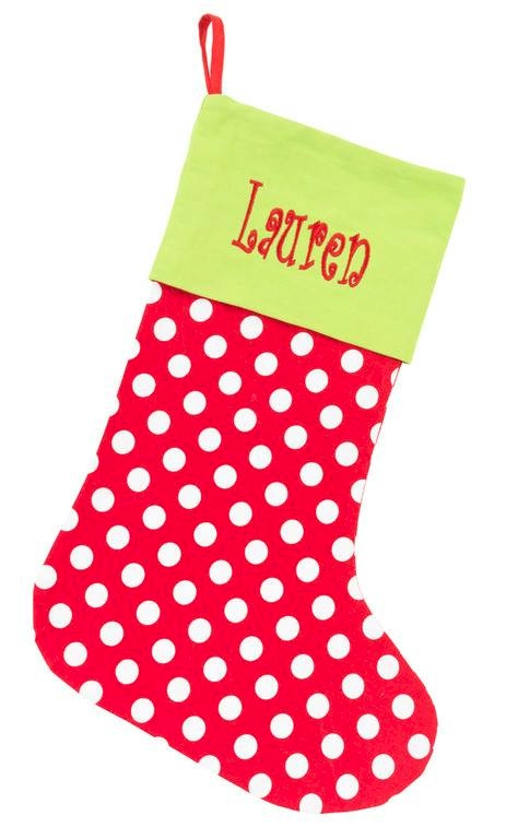 Chistmas Stocking Embroidery Blanks - Red/White Polka Dot CLOSEOUT