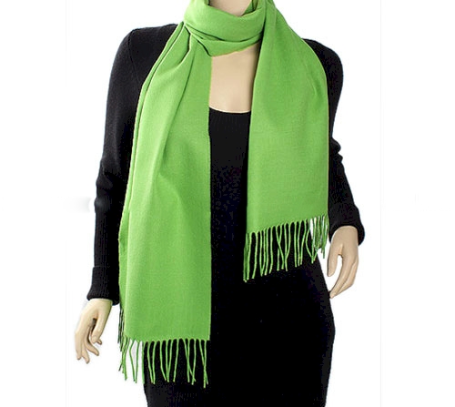 Cashmere-Feel Fringed Scarf Embroidery Blanks - ELECTRIC LIME - CLOSEOUT