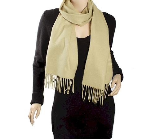 Cashmere-Feel Fringed Scarf Embroidery Blanks - BEIGE - CLOSEOUT