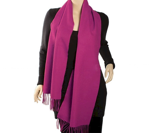 Cashmere-Feel Fringed Scarf Embroidery Blanks - VIOLET RED - CLOSEOUT