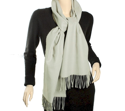 Cashmere-Feel Fringed Scarf Embroidery Blanks - LIGHT GRAY - CLOSEOUT