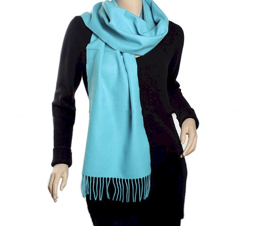 Cashmere-Feel Fringed Scarf Embroidery Blanks - BABY BLUE - CLOSEOUT