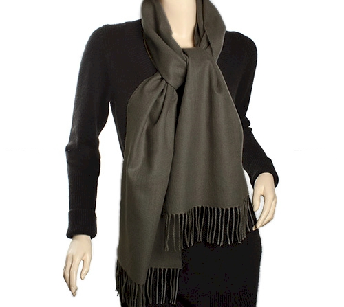 Cashmere-Feel Fringed Scarf Embroidery Blanks - DARK GRAY - CLOSEOUT