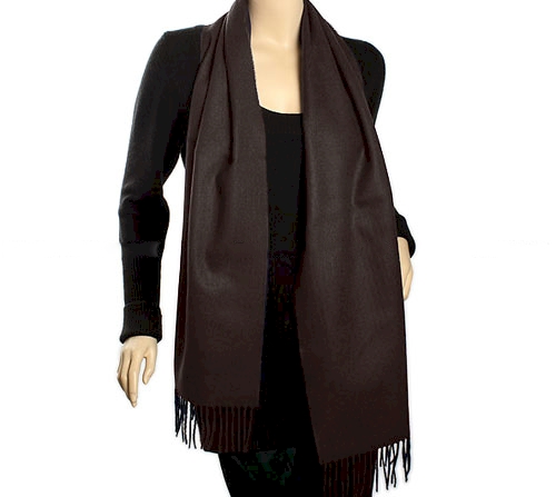 Cashmere-Feel Fringed Scarf Embroidery Blanks - DARK BROWN - CLOSEOUT