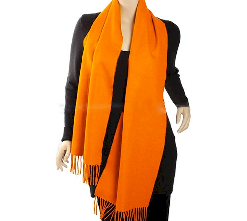 Cashmere-Feel Fringed Scarf Embroidery Blanks - ORANGE  - CLOSEOUT