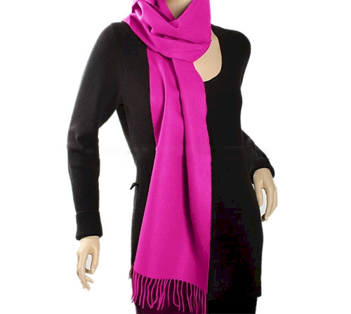 Cashmere-Feel Fringed Scarf Embroidery Blanks - FUCHSIA - CLOSEOUT