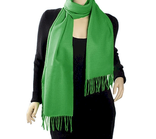 Cashmere-Feel Fringed Scarf Embroidery Blanks - GREEN - CLOSEOUT