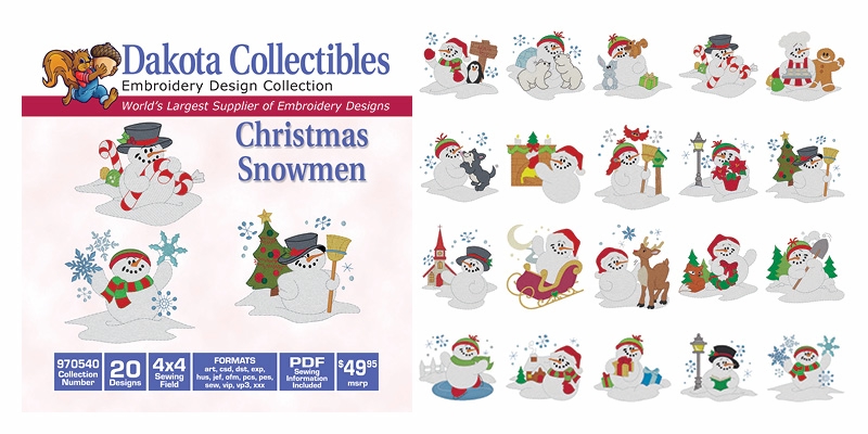 Christmas Snowmen Embroidery Designs by Dakota Collectibles on a CD-ROM 970540