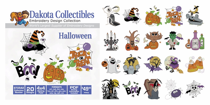 Halloween Embroidery Designs by Dakota Collectibles on a CD-ROM 970542