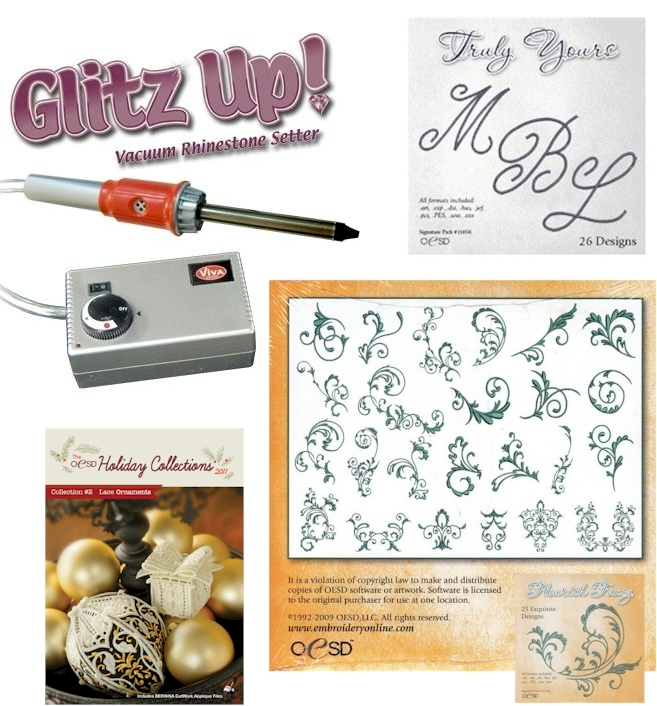Glitz Up Vacuum Hot-Fix Rhinestone Applicator + THREE BONUS Embroidery Collections