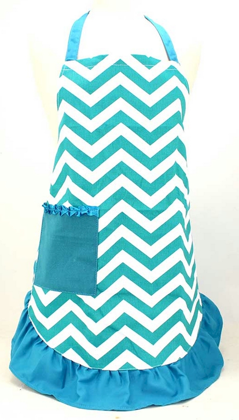Full Length Chevron Apron Embroidery Blanks - TURQUOISE