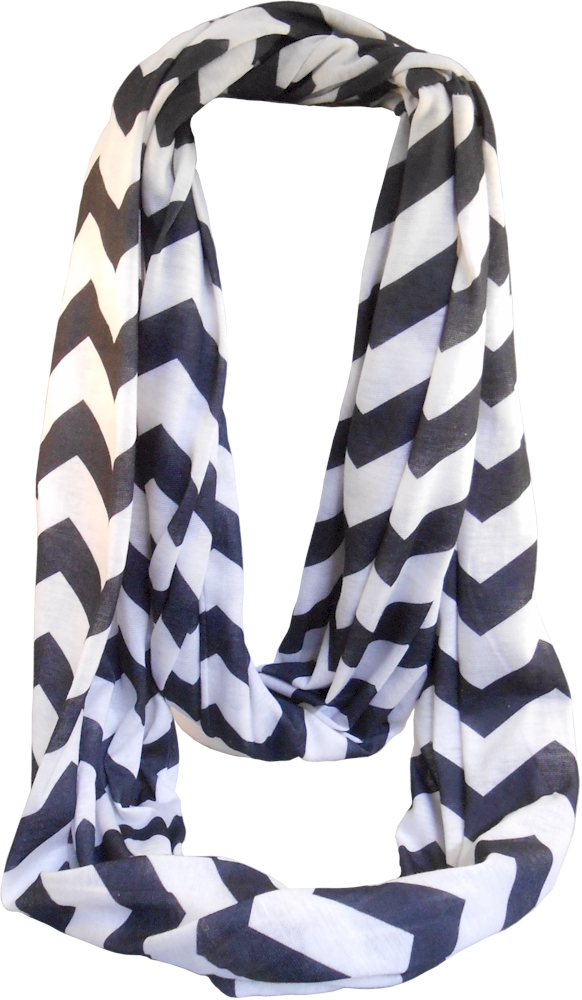 Chevron Jersey Knit Infinity Scarf Embroidery Blanks - BLACK - CLOSEOUT