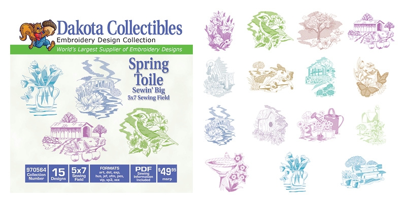 Spring Toile Embroidery Designs by Dakota Collectibles on a CD-ROM 970564