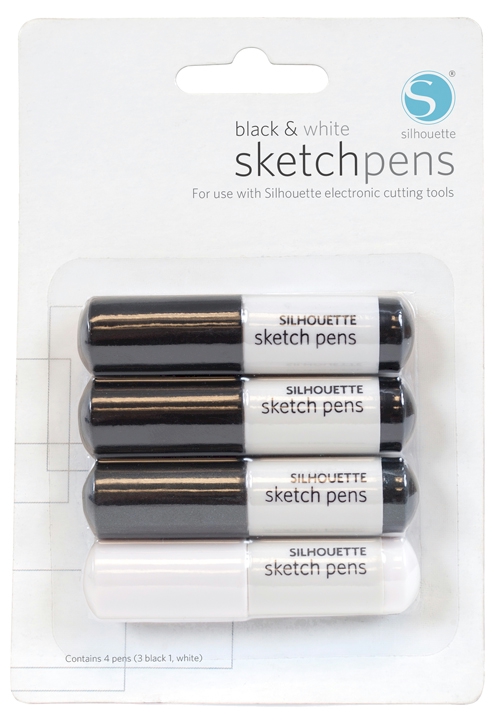 Silhouette Black & White Sketch Pens - Four Pen Pack - CLOSEOUT
