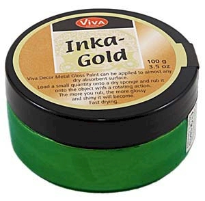 Inka-Gold Metal Gloss Paint 3.5oz/62.5g Jar - EMERALD GREEN