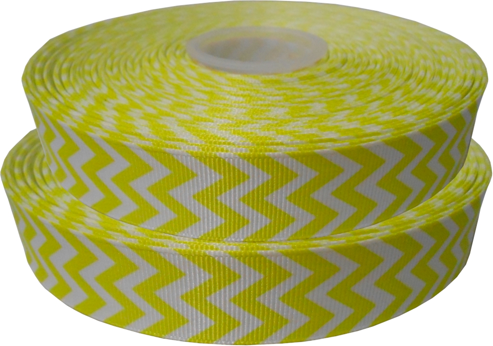 Chevron Grosgrain Ribbon in Yellow - 7/8" x 1 Yard