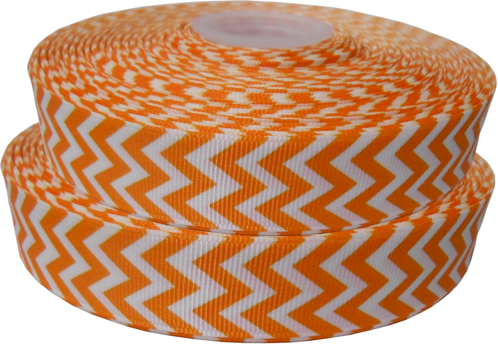 Chevron Grosgrain Ribbon in Orange - 7/8" x 1 Yard