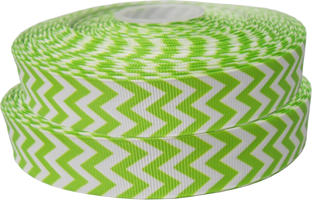 Chevron Grosgrain Ribbon in Lime - 7/8" x 1 Yard