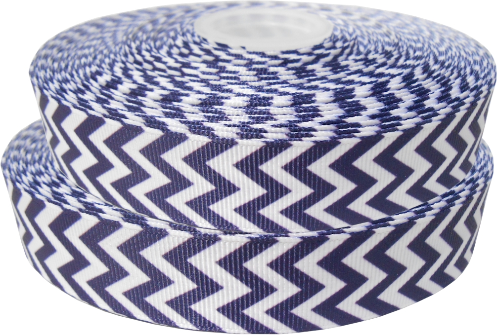 Chevron Grosgrain Ribbon in Navy - 7/8" x 1 Yard