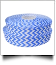 Chevron Grosgrain Ribbon in Neon Blue - 7/8" x 1 Yard