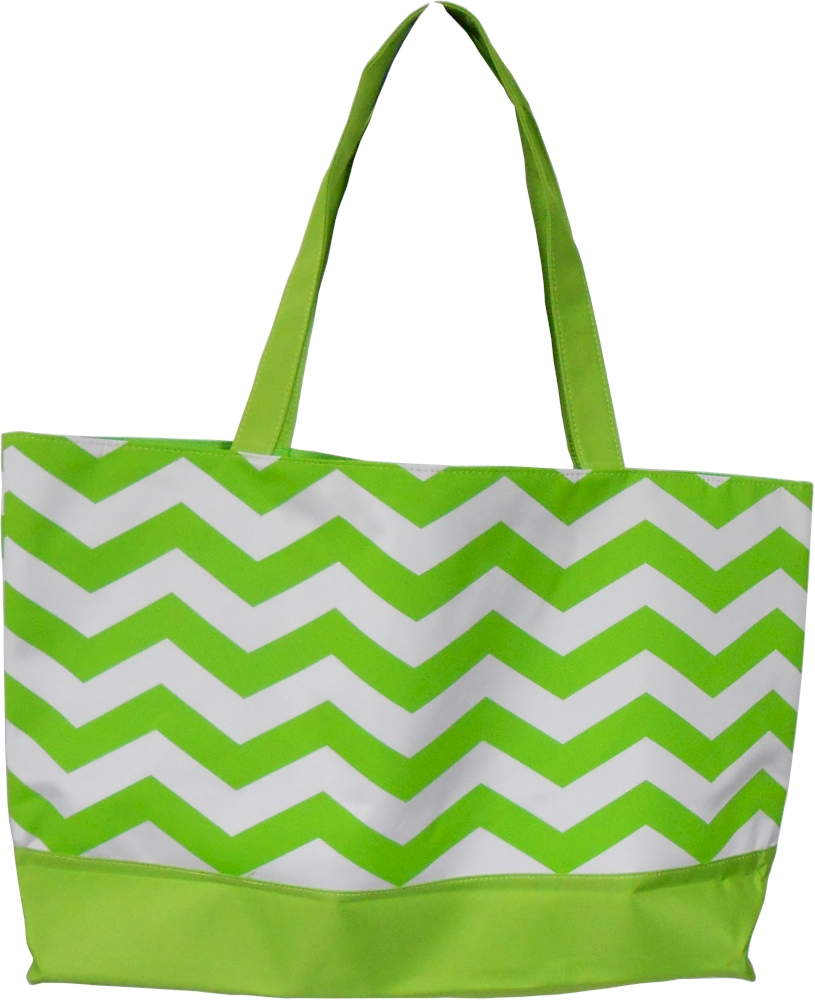 Chevron Oversized Summer Tote Embroidery Blanks - LIME