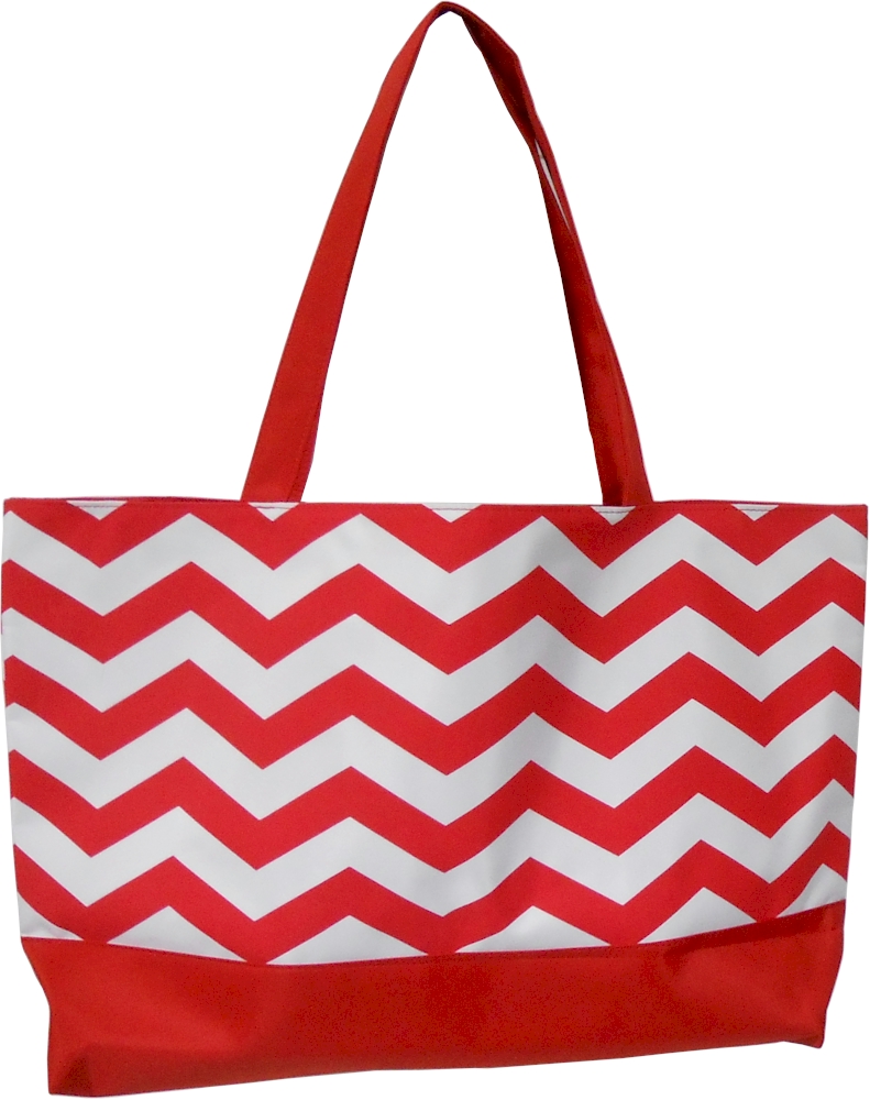 Chevron Oversized Summer Tote Embroidery Blanks - RED