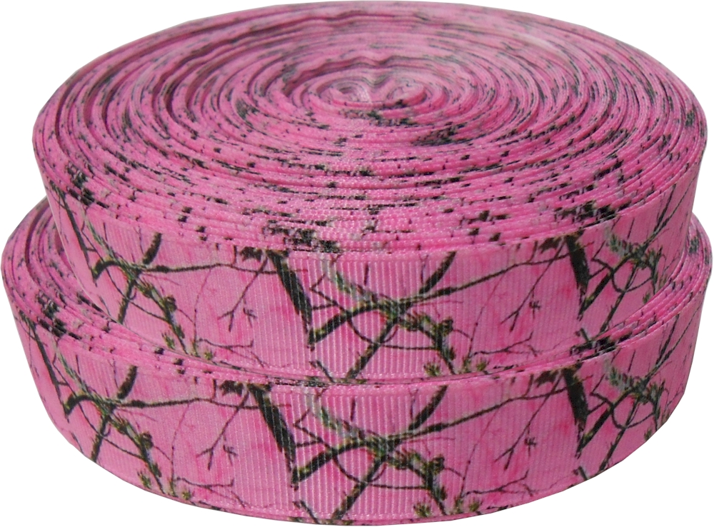 Pink Camo Grosgrain Ribbon - 7/8" x 1 Yard