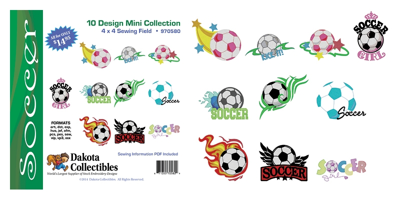 Soccer Mini Collection of Embroidery Designs by Dakota Collectibles on a CD-ROM 970580