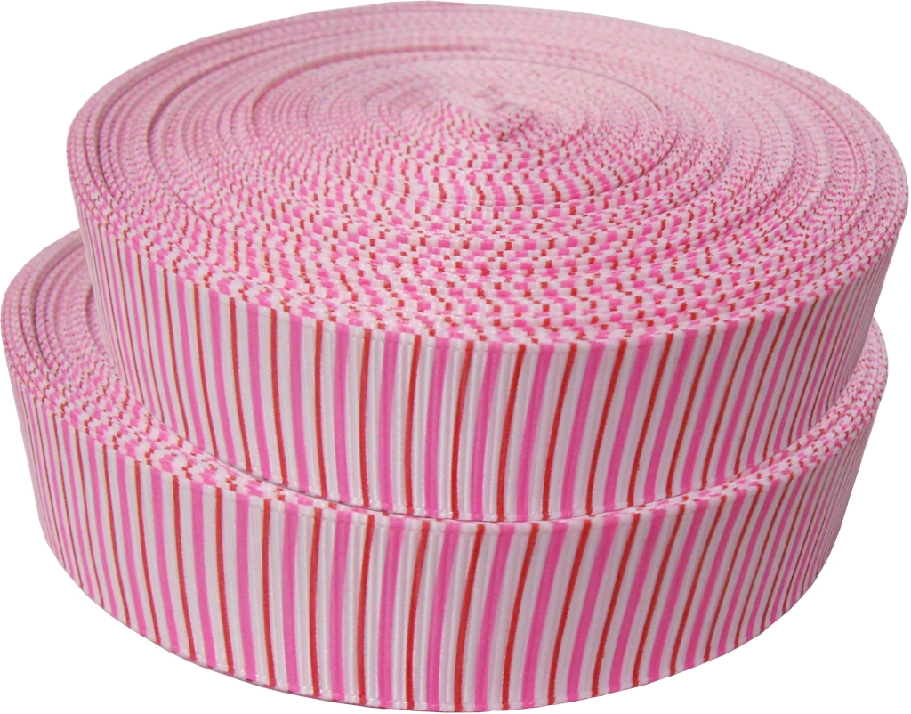 Pink & Red Stripe Grosgrain Ribbon - 7/8" x 1 Yard