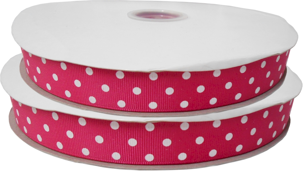 Dottie Grosgrain Ribbon in Hot Pink - 7/8" x 1 Yard