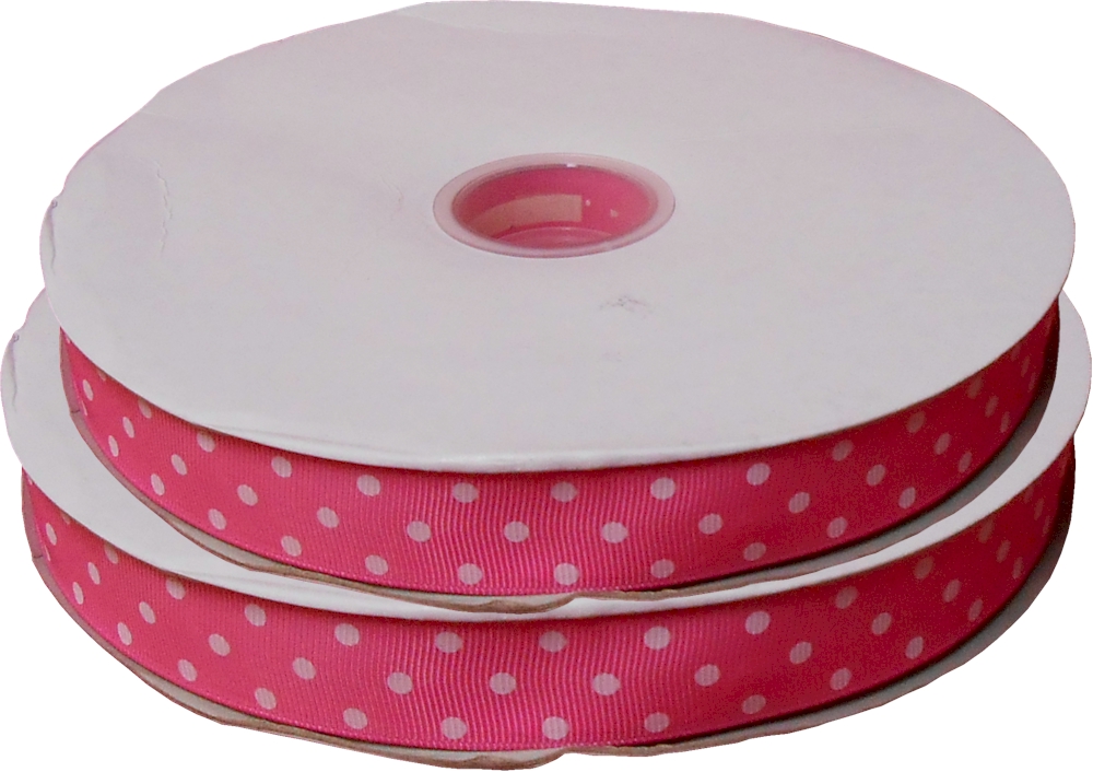 Dottie Grosgrain Ribbon in Pink - 7/8" x 1 Yard