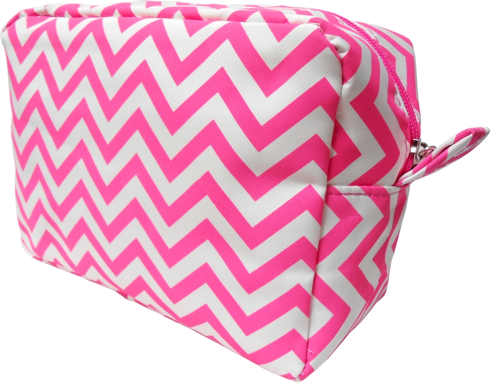 Chevron Cosmetic Bag Embroidery Blanks - HOT PINK - CLOSEOUT
