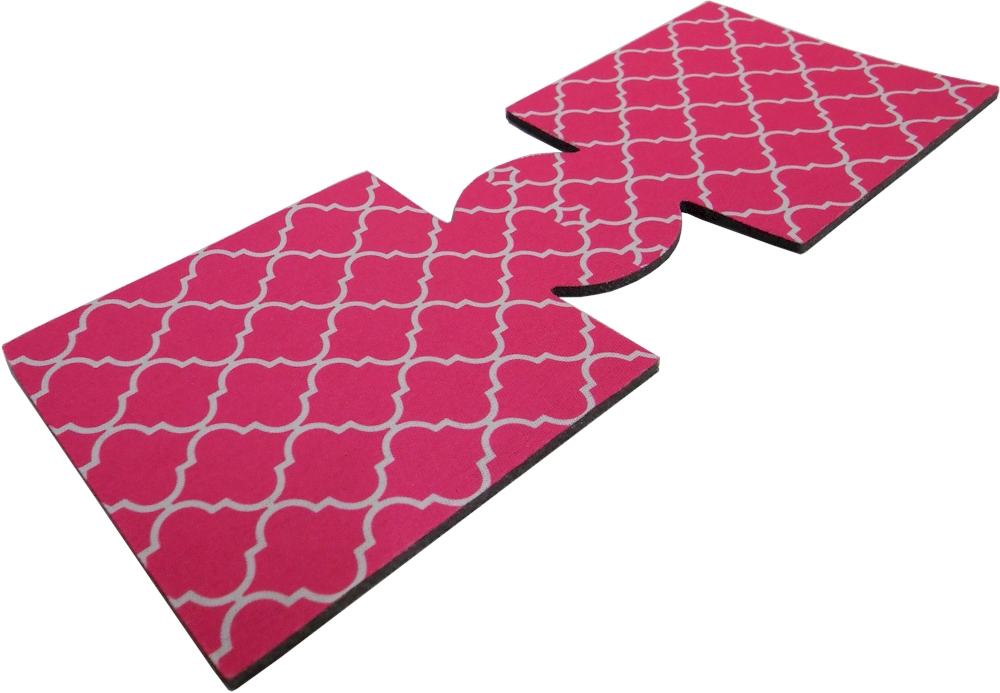 Unsewn 12oz Can Coolie Embroidery Blanks - HOT PINK MOROCCAN QUATREFOIL - CLOSEOUT