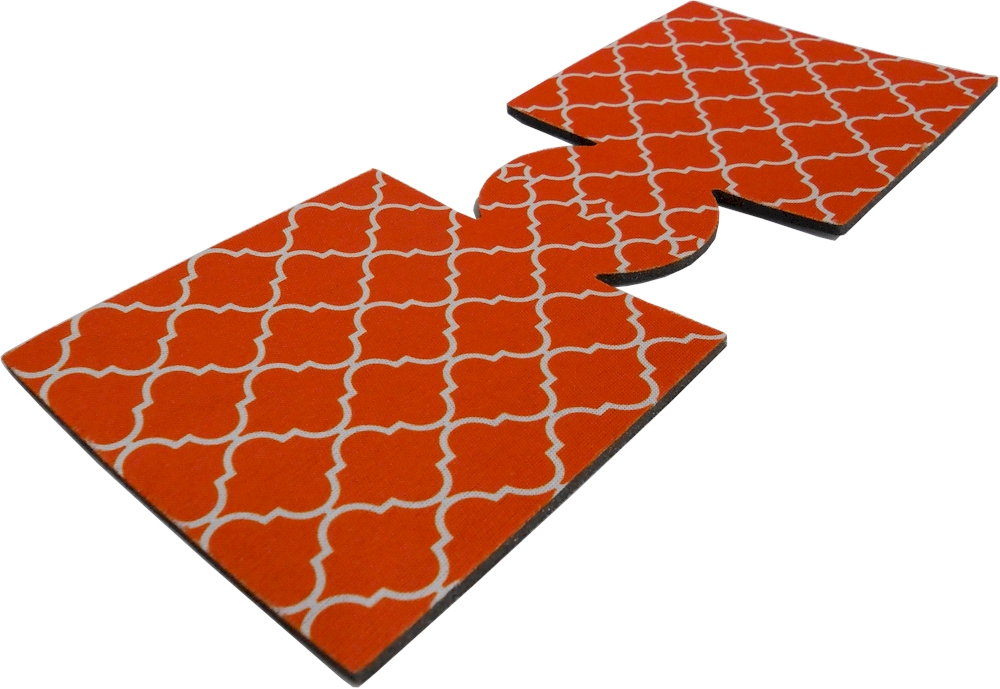 Unsewn 12oz Can Coolie Embroidery Blanks - DEEP ORANGE MOROCCAN QUATREFOIL - CLOSEOUT