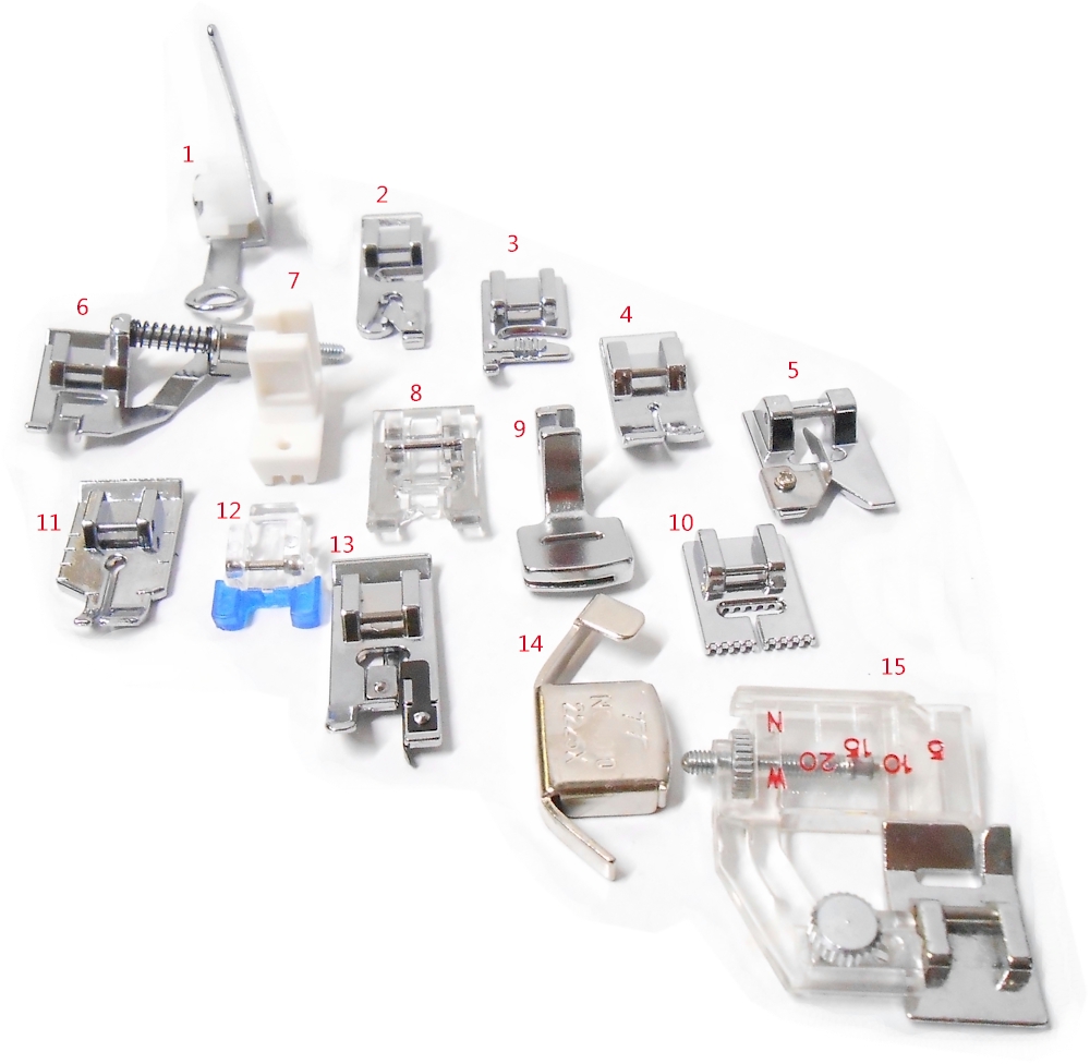 15 Piece Low Shank Snap-on Sewing Machine Presser Foot Kit