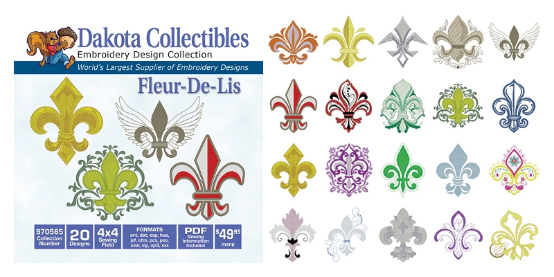 Fleur-De-Lis Embroidery Designs by Dakota Collectibles on a CD-ROM 970565