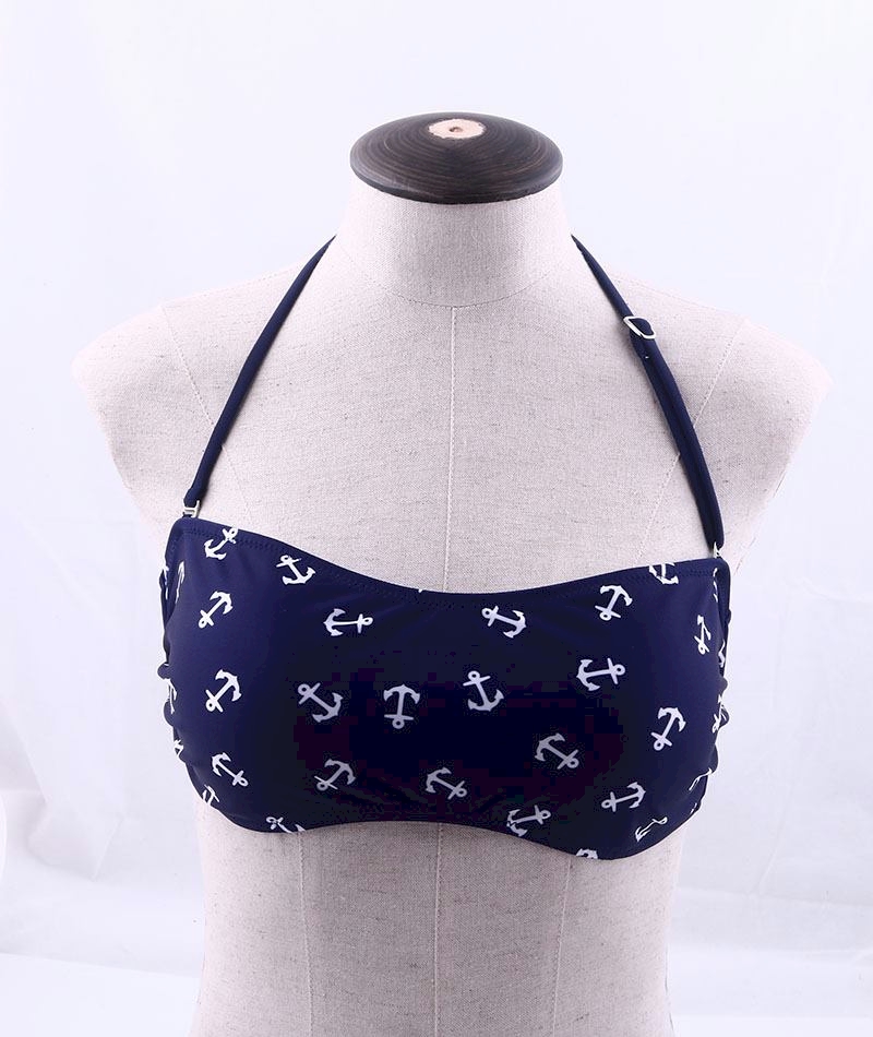 Bandeau Bikini Swimsuit Top - NAVY ANCHOR - CLOSEOUT