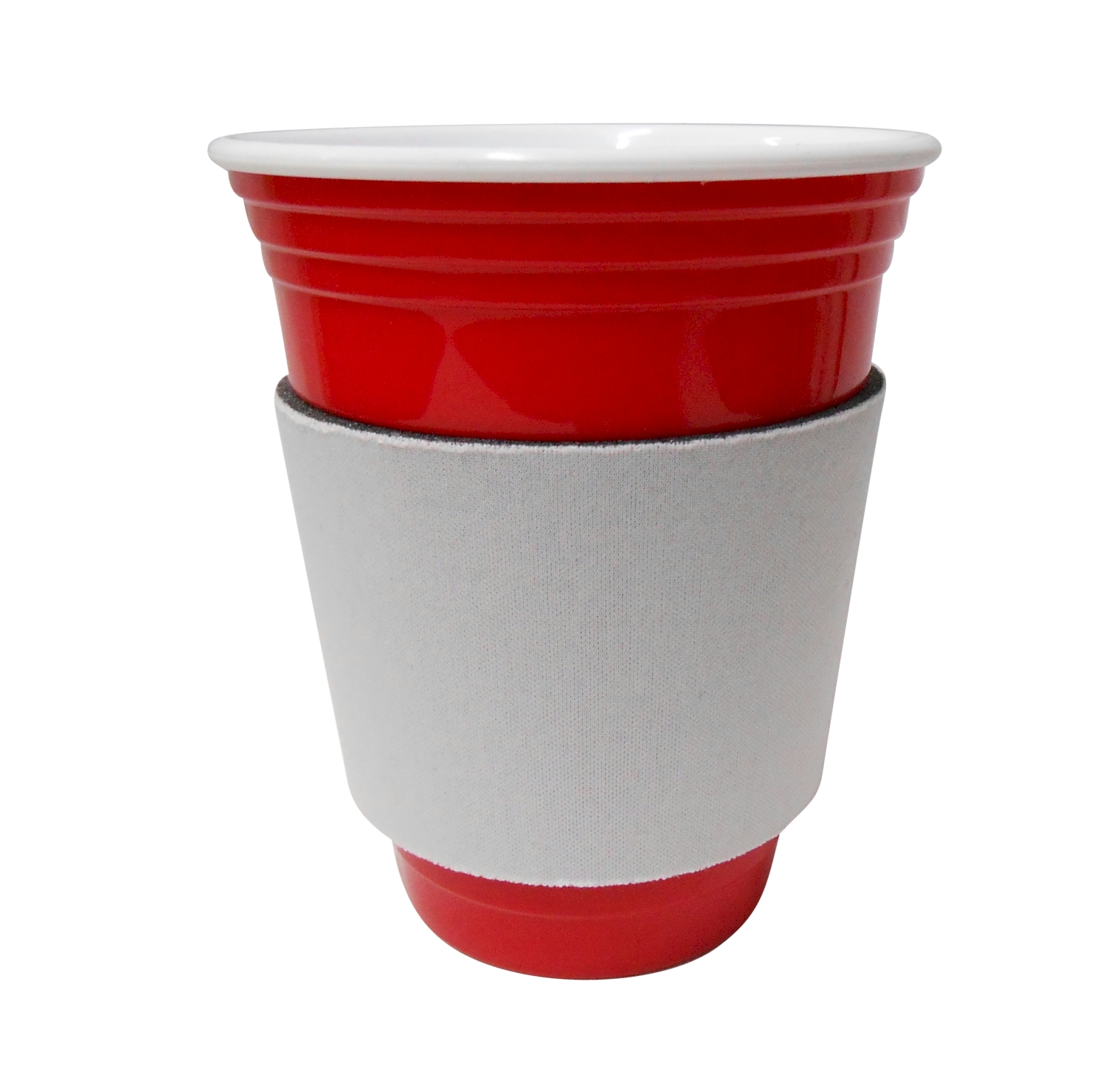 Unsewn Coffee & Stadium Cup Coolie Embroidery Blanks - WHITE - CLOSEOUT
