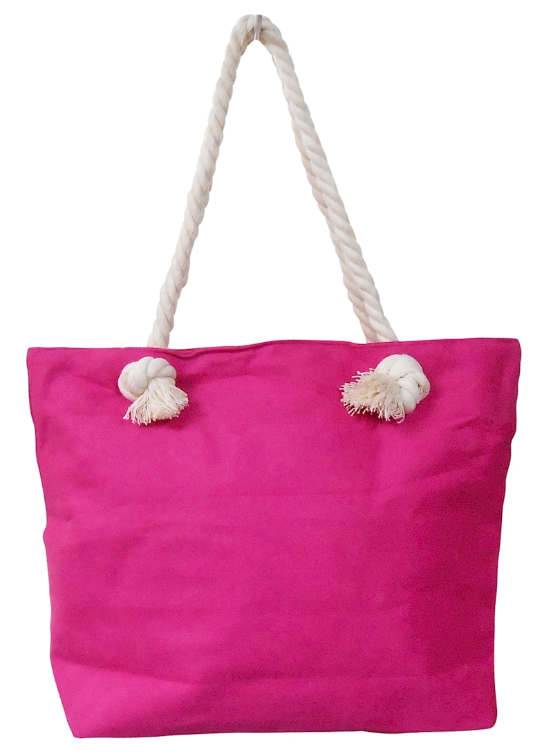 Canvas Rope Handle Tote Bag Embroidery Blanks - HOT PINK
