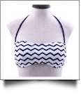 Bandeau Bikini Swimsuit Top - NAVY CHEVRON