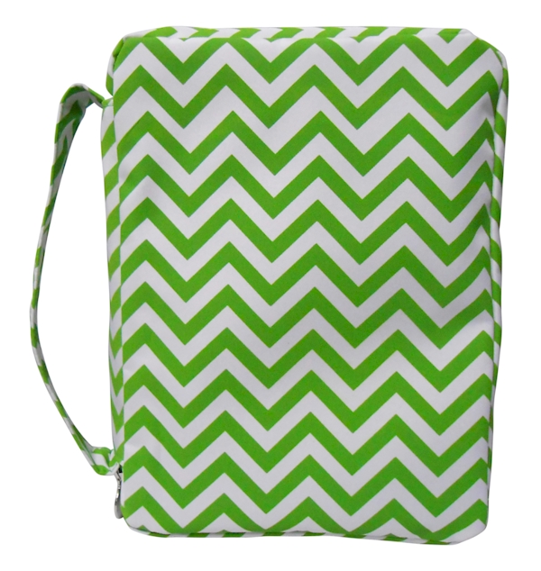 Bible Cover with Zipper Closure - LIME CHEVRON - CLOSEOUT