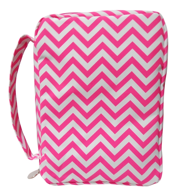 Bible Cover with Zipper Closure - HOT PINK CHEVRON - CLOSEOUT