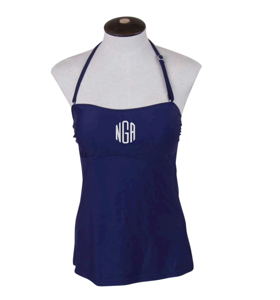 Tankini Swimsuit Top - Perfect Monogram Embroidery Blanks - NAVY - CLOSEOUT