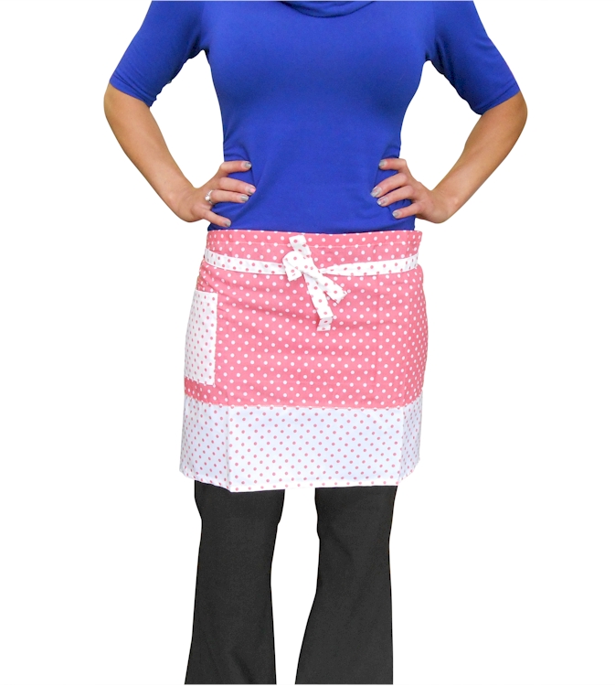 Polka Dot Half Apron Embroidery Blanks - 31" x 15.5" - Pink - CLOSEOUT