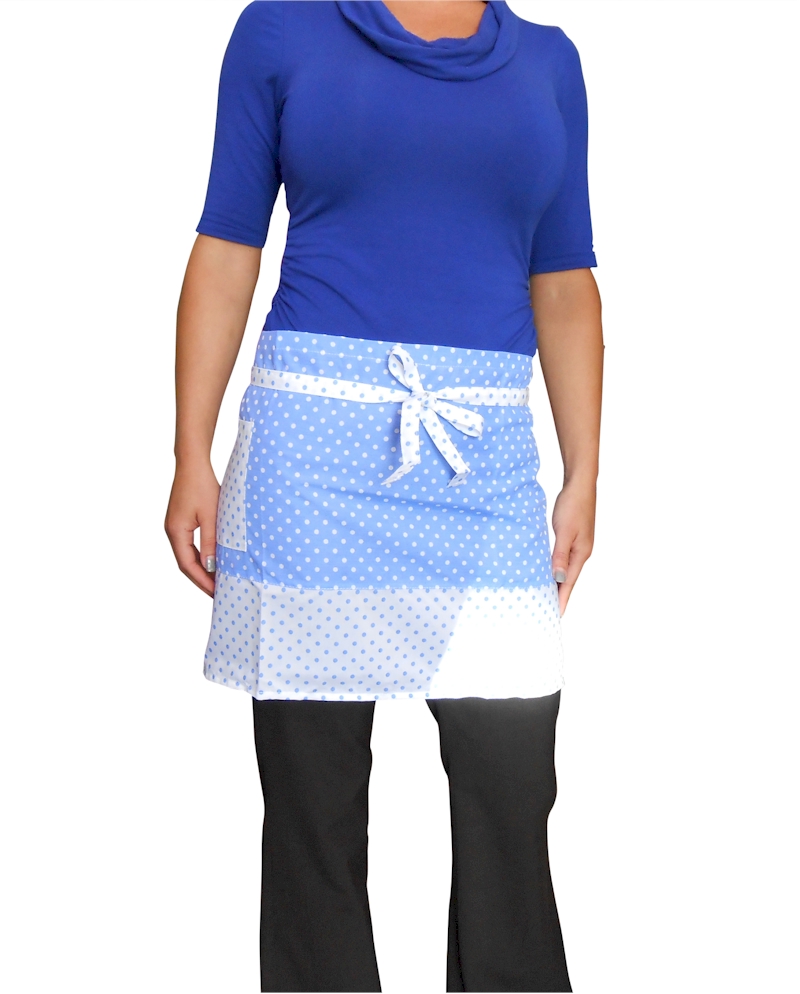 Polka Dot Half Apron Embroidery Blanks - 31" x 15.5" - Blue - CLOSEOUT