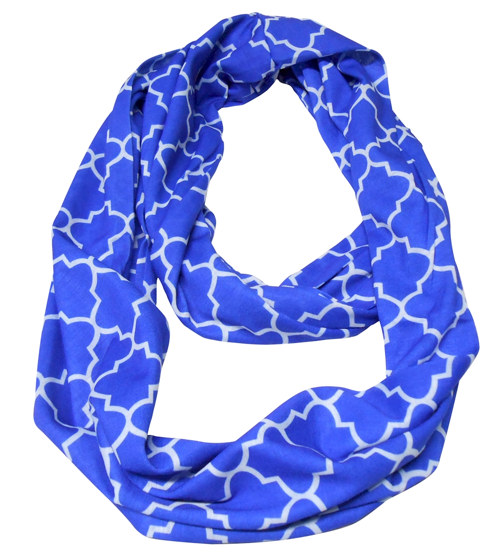 Quatrefoil Jersey Knit Infinity Scarf Embroidery Blanks - ROYAL BLUE - CLOSEOUT