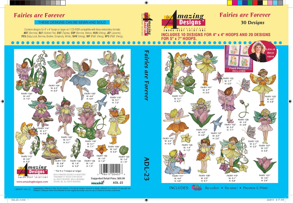 Fairies Are Forever Embroidery Designs by Amazing Designs on a Multi-Format CD-ROM ADL-23